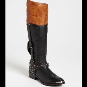 Sam Edelman Black and Brown Studded Knee Boots